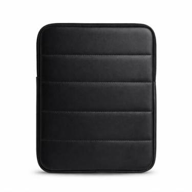 Imagem de Couro genuíno – capa original para tablet Puffy de 22 a 28 cm, bolsa de couro para mulheres e homens, serve para 9ª/10ª geração, Pro 11 polegadas, Air 27.7 cm + teclado mágico (preto carvão)