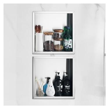 Imagem de Nicho de chuveiro de aço inoxidável, alcova embutida para quarto úmido, xampu artigos de higiene pessoal à prova d'água prateleira de armazenamento recesso, casa quarto sala de estar prateleiras de