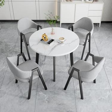 Imagem de Conjunto de mesa e cadeira de clube de recepção de escritório, conjuntos de mesa de negociação para sala de conferências, mesa de centro e cadeira de lazer, conjunto de mesa de jantar para 4 (cor: 28