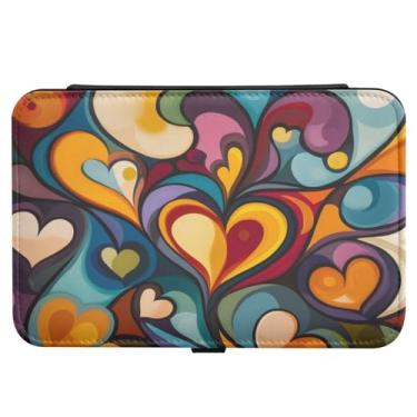 Imagem de Burbuja Caixa de joias de viagem de coração colorido para mulheres e meninas, organizador de joias portátil de couro PU para brincos, anéis, colares e pulseiras