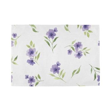 Imagem de Burbuja Conjunto de 6 jogos americanos de flores, tapetes de mesa laváveis antiderrapantes, resistentes ao calor, para cozinha, mesa de jantar, ambientes internos e externos