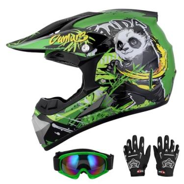 Imagem de Capacete DOT Youth Dirt Bike com óculos e luvas para crianças de 5 a 14 anos, capacetes quadriciclos infantis para meninos e meninas, capacete de quatro rodas para crianças, motocross BMX MX UTV