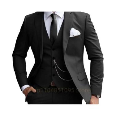 Imagem de Terno Masculino Slim Fit Verde Menta De 3 Peças Com Lapela Entalhada, 