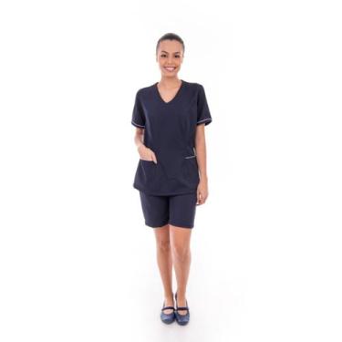 Imagem de Kit com 2 Conjuntos de Jaleco Fechado e Bermuda em Tecido Oxford para 