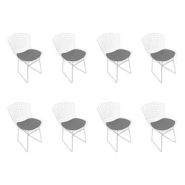Imagem de Kit 8 Cadeiras Bertoia Cromada Com Assento Sintético Preto