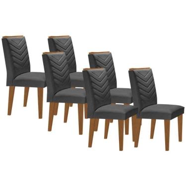 Imagem de Kit 6 Cadeiras De Cozinha Londrina 6 Un Capuccino Linho Grafite Rufato