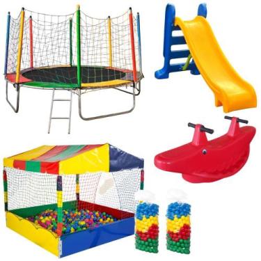 Imagem de Pula Pula 3,05m Piscina 1,50m 1000 Bolinhas Escorregador Médio Gangorr