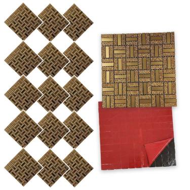 Imagem de Pastilha De Vidro Autocolante Kit 15 Parede Cozinha Banheiro Sala Decorativa Facil Aplicacao Moderna Reforma Requintado