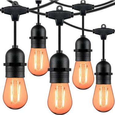 Imagem de Varal de Luzes Área Externa 10 Metros com 20 Lâmpadas Filamento LED Âm