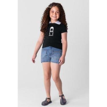 Imagem de Blusa Wandinha infantil menina em malha Brandili Preto-Feminino