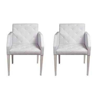 Imagem de Kit 2 Poltronas Decorativas Nina Tecido Sintético Costura Capitonê Branco Rud House