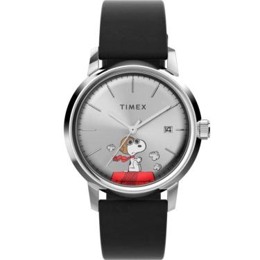 Imagem de Relógio Timex Peanuts Marlin Automatico Snoopy Tw2w49600 Voo Preto Prateado Vermelho-Masculino