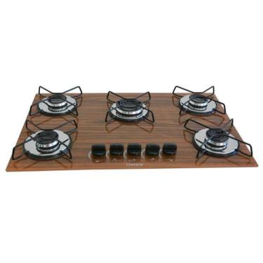 Imagem de Cooktop Gás 5 Bocas Ultra Chama 127v 220v Bivolt Amadeirado - Chamalar
