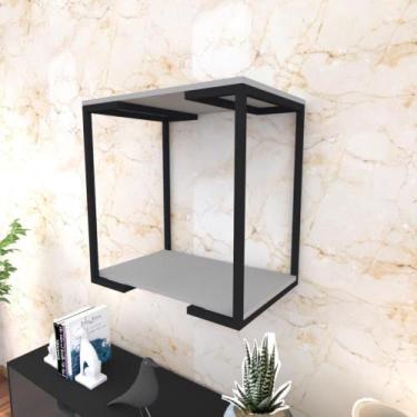 Imagem de Prateleira Industrial Suspensa Estante Parede Nicho Cinza Ferro E Made
