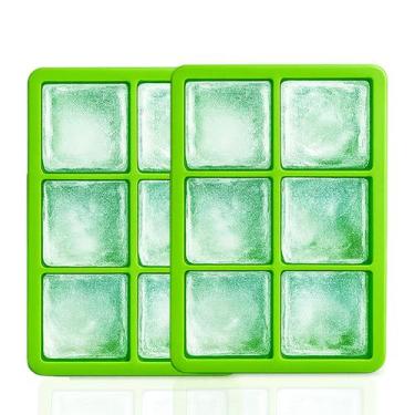 Imagem de Kit 2 Formas De Gelo Silicone Yab Verde Cubo Grande Para Whisky Drinks