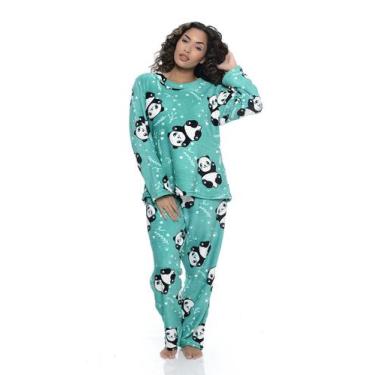 Imagem de Pijama Feminino Adulto Promoção Ultra Soft Manga Longa - Tere, Verde p