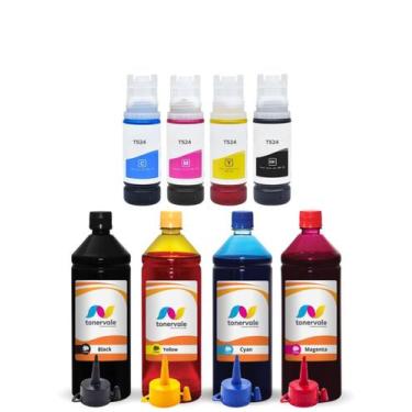 Imagem de Refil e 4 Tinta Compatível Para Epson L15160 de 1 Litro - Toner Vale