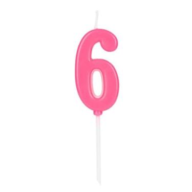 Imagem de Vela de Aniversário Número 6 Rosa 4,5 cm Silver Plastic