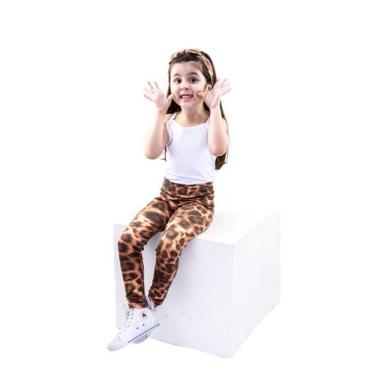 Imagem de Kit 2 calças legging infantil com faixa de cabelo tamanho 6 - Piticos 