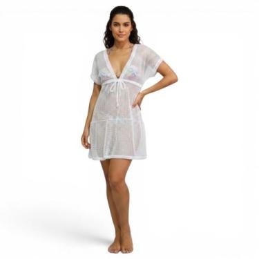 Imagem de Saída De Praia/ Vestido Em Renda Arrastão Moda Verão - Corpo dourado m