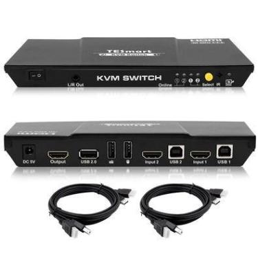 Imagem de Tesmart HDMI2.0 Versão 4 K Ultra HD 2 X 1 HDMI Switch KVM 3840 X 2160 @ Hz 4: 4: 4 Suporta USB 2.0 Devices Control De Até 2 Computers/servers/dvr