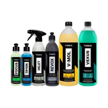Imagem de Kit Lavagem Completa Vonixx Vmol Shampoo Vexus Motor Delet Pneu Revox 