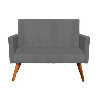 Imagem de Namoradeira Decorativa Nina com Pés Madeira Suede Cinza