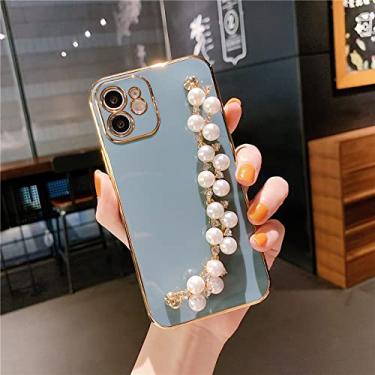 Imagem de Pulseira de pérolas chapeamento capa macia para iphone 13 12 pro max 11 xs x xr 7 8 plus mini se 2 glitter capa de silicone, c, para iphone 12 promax