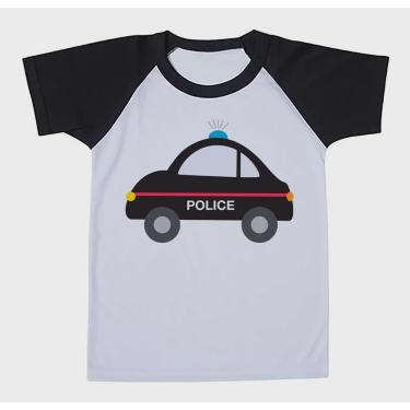 Imagem de Camiseta Raglan Infantil Unissex Carrinho Carro Policia