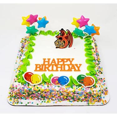 Imagem de Dungeons and Dragons - Topo de Bolo com Itens de Jogo, Dragões e Acessórios - Verde - Aniversário e Halloween