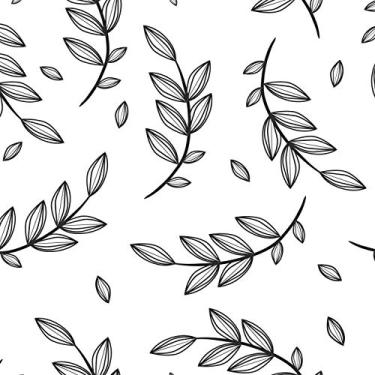 Imagem de Papel de Parede Floral Galhos Preto e Branco 57x270cm