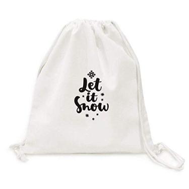 Imagem de Mochila Let It Snow com citação de escrita à mão e cordão, bolsa de compras, viagem