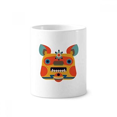 Imagem de Suporte de caneta de escova de dentes de monstro estilo chinês, copo de cerâmica
