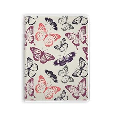 Imagem de Caderno de Borboleta em fundo rosa pálido capa de goma Diário capa macia Diário