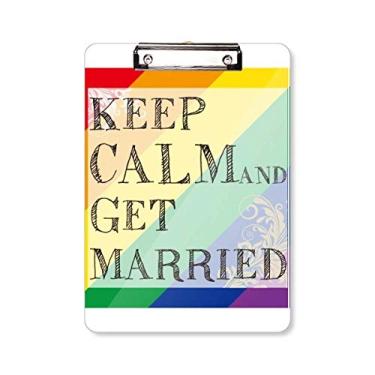Imagem de LGBT Placa de apoio com a bandeira do arco-íris Get Married para pasta, bloco de notas A4