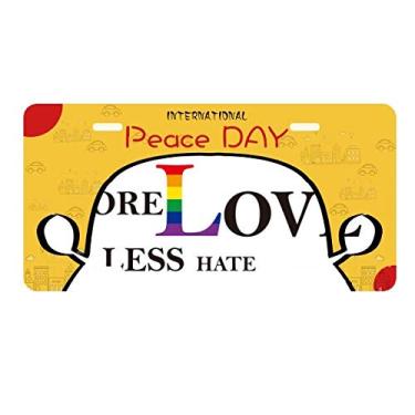 Imagem de DIYthinker LGBT Bandeira de arco-íris More Love Less Hate Placa de carro Decoração Dia da Paz