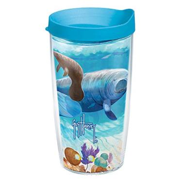 Imagem de Tervis Copo de viagem Guy Harvey Peixe-boi feito nos EUA, com parede dupla, mantém as bebidas frias e quentes, 473 ml, clássico