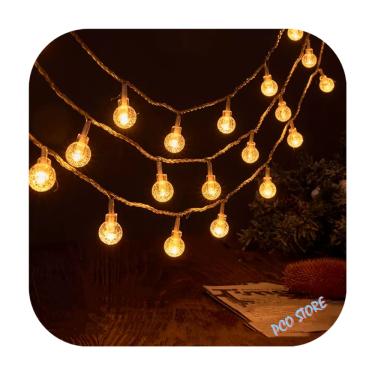 Imagem de Cordão Led 30 Bolinha Cristal Fixo Luz Varal 6m Fio Transparente Festa Decor Branco Quente Bivolt