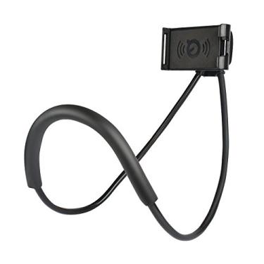 Imagem de joleully Suportes de telefone celular inteligente, suporte universal para pendurar no pescoço, suporte flexível e preguiçoso, rotação livre para várias funções (preto)