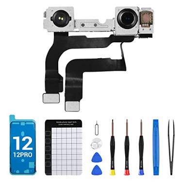 Imagem de CYKJGS Para iPhone 12 Substituição de Câmera Frontal OEM para iPhone 12 Pro 12MP Nova Face Frontal Módulo de Lente Transmissor Receptor de Luz Conector Reparo Kit de Ferramentas de Reparação A2172