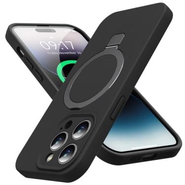 Imagem de KMAMBAG Capa Mag-Ring projetada para iPhone 14 Pro Max, silicone líquido [fator hidratante] capa de celular extremamente macia e fina com suporte [compatível com MagSafe] para 14 Promax de 6,7