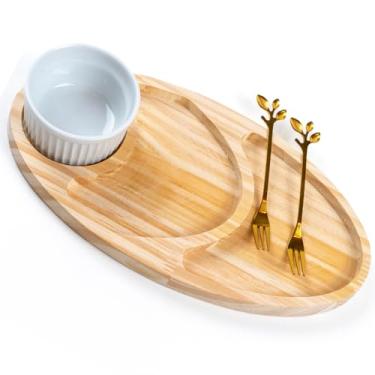 Imagem de Kit Petisqueira de Madeira com Garfinhos para Petisco e Ramequim