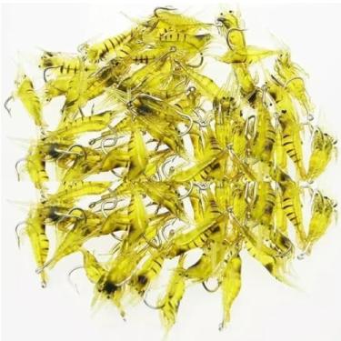 Imagem de Kit 50 Iscas Artificiais de Camarão de Silicone Aromatizadas com Anzol para Pesca