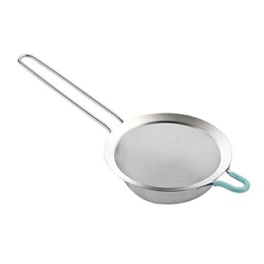 Imagem de SUNWUKIN Coadores de malha fina de aço inoxidável 304 de 14 cm para cozinha, escorredor e escumadeira com alça, peneiras para alimentos, chá, arroz, óleo, macarrão, frutas, vegetais 14 cm