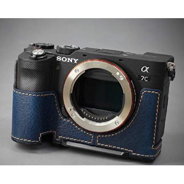 Imagem de Capa para câmera e placa de cauda de andorinha de couro genuíno da LIM'S para Sony A7C [Marinho]