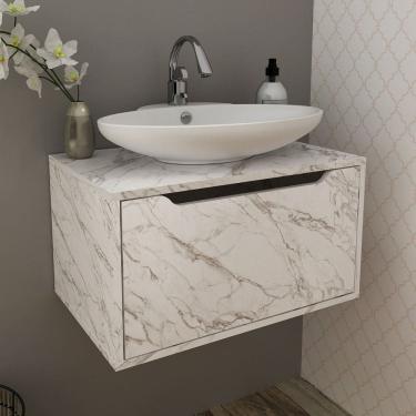 Imagem de Armário de Banheiro 1 Porta Bn3646 Mármore Branco - Tecno Mobili