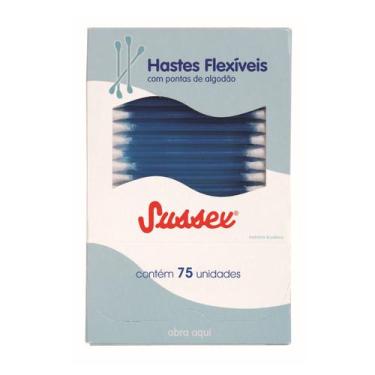 Imagem de Hastes Flexíveis Com Ponta de Algodão Com 75 unid - Sussex, Azul