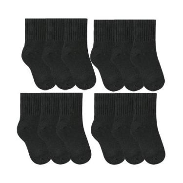 Imagem de 12 Pares De Meias Infantil Cano Médio Em Algodão Para Menino E Menina 