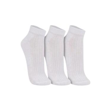 Imagem de Kit Com 3 Pares De Meias Unissex Cano Curto Trifil Algodão, Branco, P 