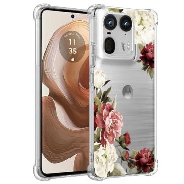 Imagem de Ueokeird Capa de telefone para Motorola Edge 50 Ultra/Moto X50 Ultra XT2401-2 para meninas e mulheres, capa protetora fina à prova de choque com estampa floral flexível TPU flexível para Motorola Edge
